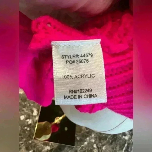 Skies Are Blue Bright Pink Crew Neck Long Sleeve Sweater, XS - Picture 4 of 7